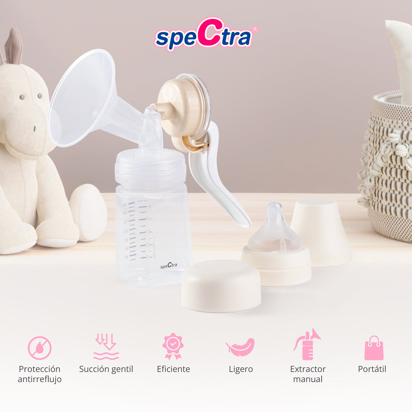 Spectra Extractor de Leche Manual de Cuello Ancho